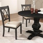 Set of 2 Black Upholstered Dining Chairs