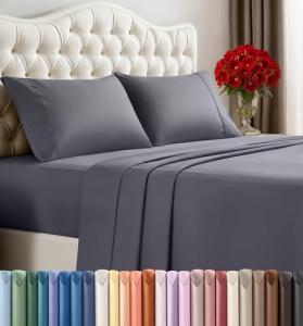 Soft Microfiber Queen Bed Sheet Set - Gray