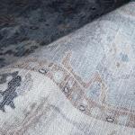 Vintage-Inspired Grey Oushak Washable Area Rug 7'5 x 9'9