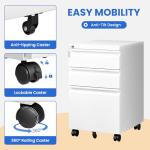 MIIIKO White 3-Drawer Rolling Filing Cabinet