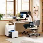 MIIIKO White 3-Drawer Rolling Filing Cabinet