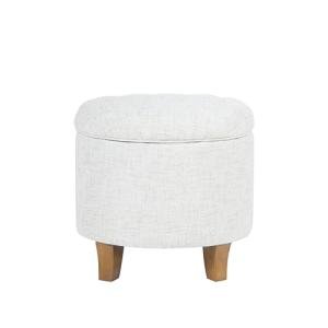 Cream Round Tufted Storage Ottoman for Home