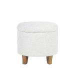 Cream Round Tufted Storage Ottoman for Home