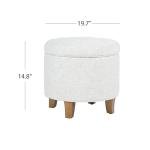 Cream Round Tufted Storage Ottoman for Home