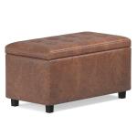 Cosmopolitan Wide Rectangle Storage Ottoman - Distressed Saddle Brown