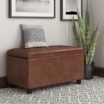 Cosmopolitan Wide Rectangle Storage Ottoman - Distressed Saddle Brown