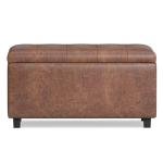 Cosmopolitan Wide Rectangle Storage Ottoman - Distressed Saddle Brown