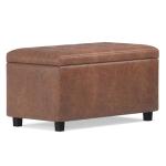Cosmopolitan Wide Rectangle Storage Ottoman - Distressed Saddle Brown