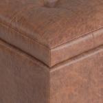 Cosmopolitan Wide Rectangle Storage Ottoman - Distressed Saddle Brown