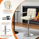 Set of 2 Modern Adjustable Bar Stools, Beige