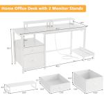 White 47" Computer Desk with Storage and Outlets