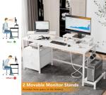 White 47" Computer Desk with Storage and Outlets