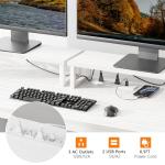 White 47" Computer Desk with Storage and Outlets