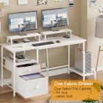 White 47" Computer Desk with Storage and Outlets