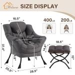 Welnow Modern Lazy Chair & Ottoman Set in Dark Grey