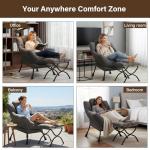 Welnow Modern Lazy Chair & Ottoman Set in Dark Grey