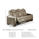 Power Reclining Sofa with Adjustable Headrest - Sand