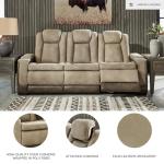 Power Reclining Sofa with Adjustable Headrest - Sand