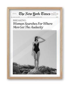 Trendy Newspaper Wall Art Print in Beige Frame