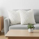 Plush Faux Fur Throw Pillow Covers 18x18 - Set of 2