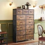 WLIVE Rustic Brown Tall Dresser with 13 Drawers