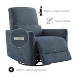Ink Blue Power Recliner Glider Chair with Lumbar Support