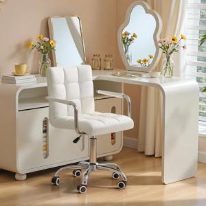Stylish Adjustable White Mid-Back Office Chair