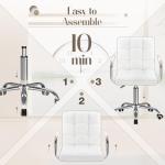 Stylish Adjustable White Mid-Back Office Chair