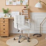 Stylish Adjustable White Mid-Back Office Chair