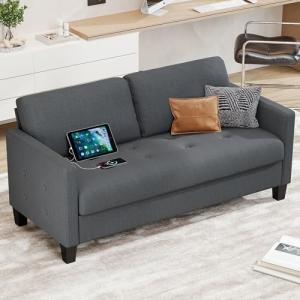 Cozy Grey Loveseat Sofa for Small Spaces