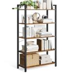 VASAGLE 5-Tier Industrial Bookshelf in Rustic Brown