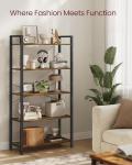 VASAGLE 5-Tier Industrial Bookshelf in Rustic Brown