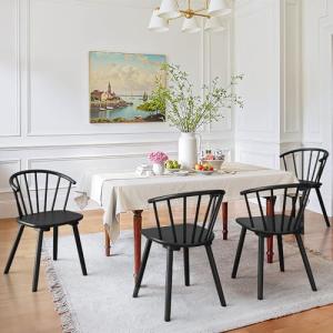 Set of 4 Black Farmhouse Dining Chairs