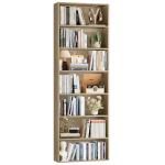 82" Tall 7-Tier Open Bookshelf in Light Oak