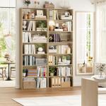 82" Tall 7-Tier Open Bookshelf in Light Oak