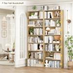 82" Tall 7-Tier Open Bookshelf in Light Oak
