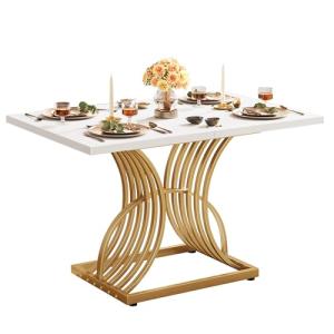 Modern 47-Inch Faux Marble Dining Table for 4