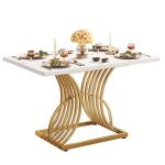 Modern 47-Inch Faux Marble Dining Table for 4