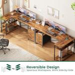 L-Shaped Rustic Brown Desk with Power Outlets