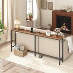 Rustic Brown Console Table with Power Outlet