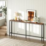 Rustic Brown Console Table with Power Outlet