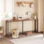 Rustic Brown Console Table with Power Outlet