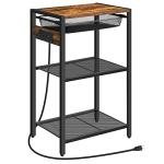 Industrial Tall End Table with Metal Basket