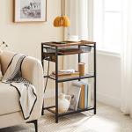 Industrial Tall End Table with Metal Basket