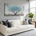 Teal Blue Tree of Life Canvas Wall Art