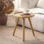 Boho Rattan Round Coffee Table for Living Room