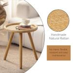Boho Rattan Round Coffee Table for Living Room