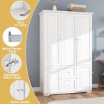 White 3-Door Bedroom Wardrobe with Drawers