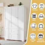 White 3-Door Bedroom Wardrobe with Drawers