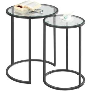 Yaheetech Black Round Nesting End Table Set